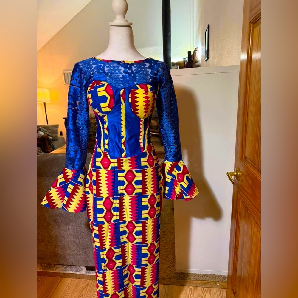 Elegant Long Sleeve Multicolor Dress
